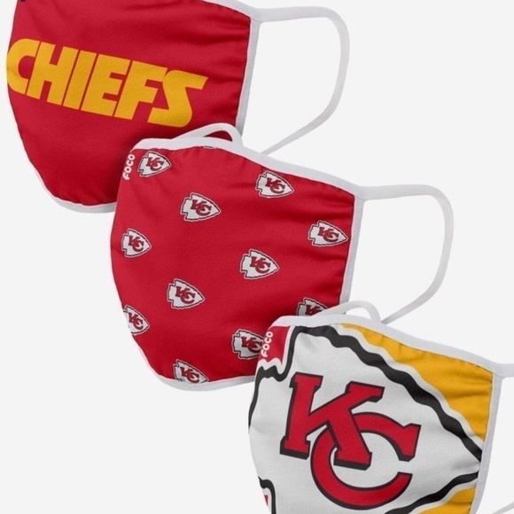 Kansas City Chiefs Face Mask 3pk - Picture 1 of 4